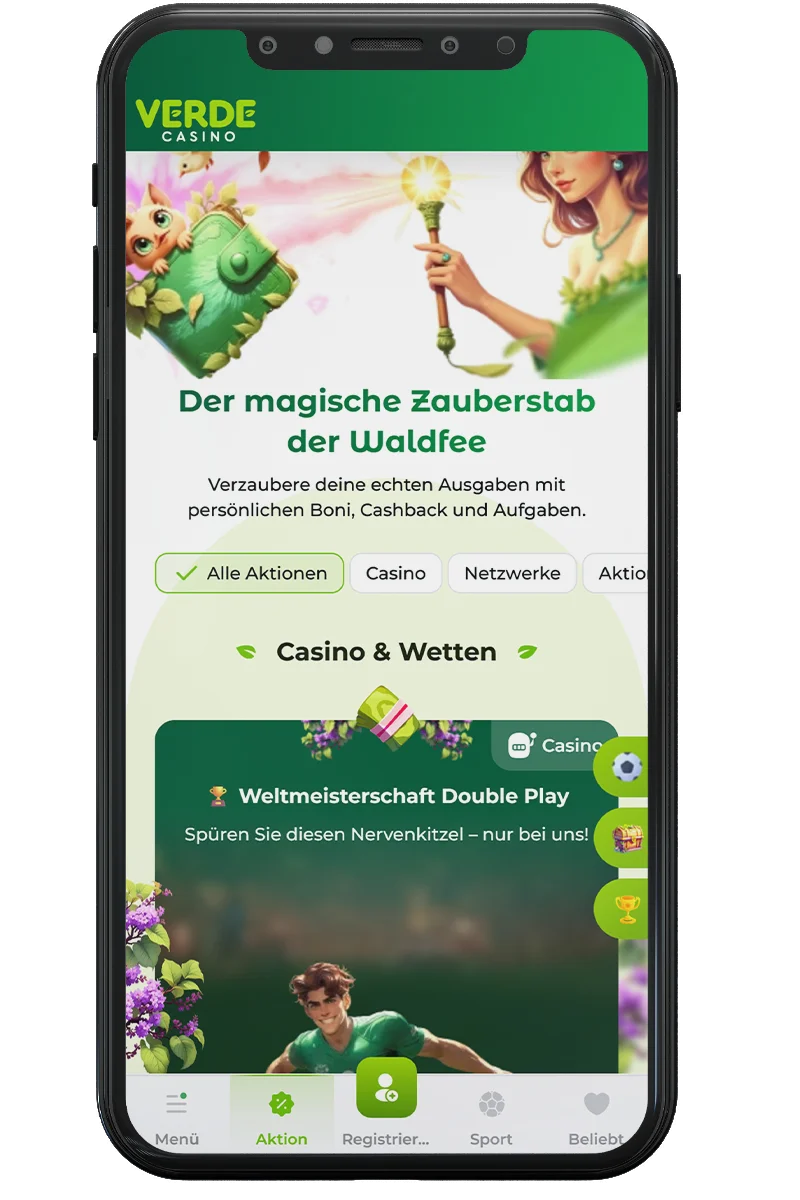 Screenshot eines Online-Casinos auf einem Mobiltelefon
